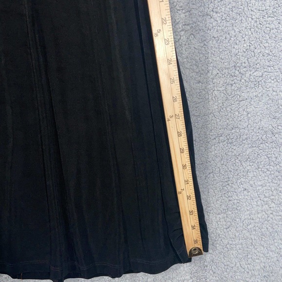 Chico's Skirt Womens 1 Black Casual Pleated Pull On Elastic Waist Solid Maxi - Picture 6 of 15
